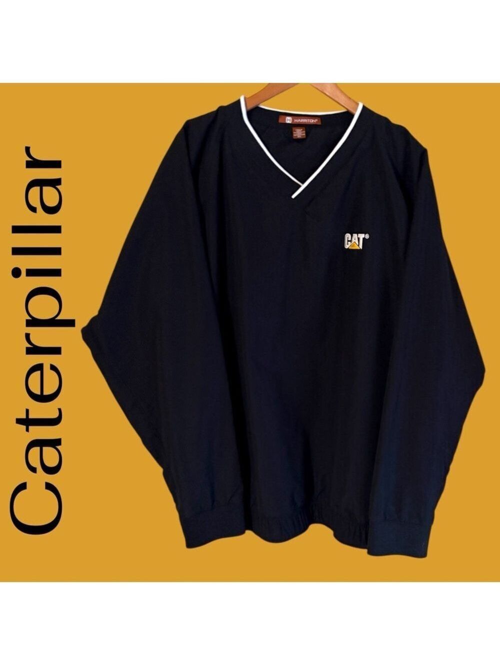 Caterpillar Black Polyester Windbreaker Pullover. 2X. Pockets. EUC! Like new! - Picture 10 of 12